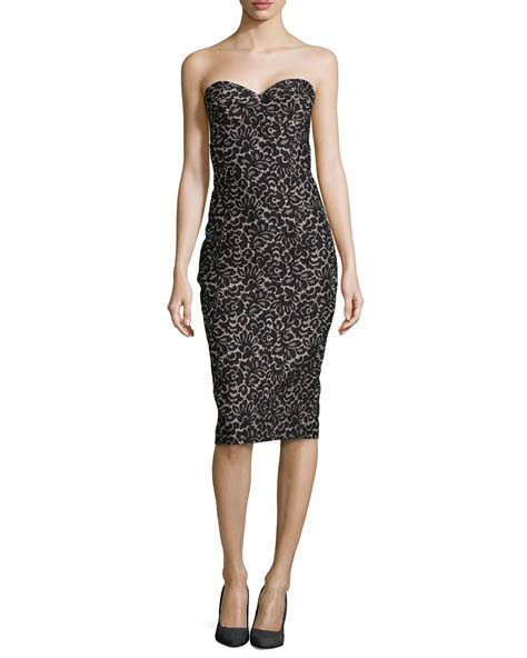 michael kors strapless black lace cocktail dress|Michael Kors perette knit dress.